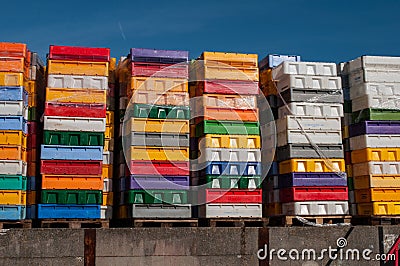 Colorful fish boxes Editorial Stock Photo