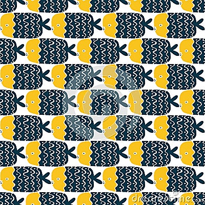 Colorful fish cartoon seamless vector pattern Vector Illustration