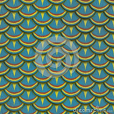 Colorful fish scales plaster tile seamless texture Stock Photo