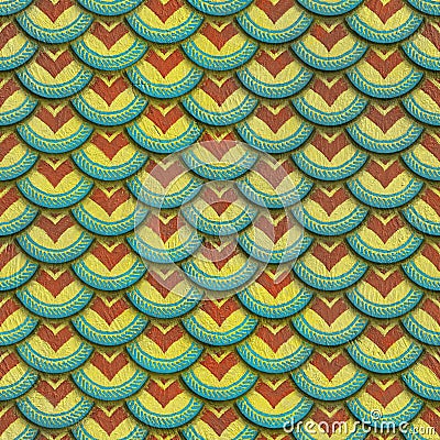 Colorful fish scales plaster tile seamless texture Stock Photo