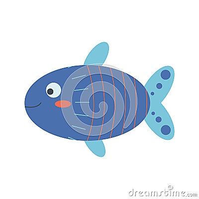 Colorful fish, sea animal. An inhabitant of the sea world, a cute underwater creature Vector Illustration