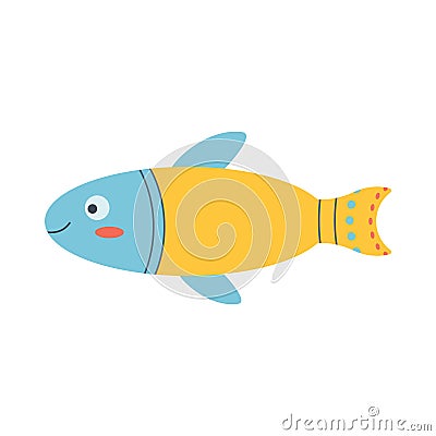 Colorful fish, sea animal. An inhabitant of the sea world, a cute underwater creature Vector Illustration