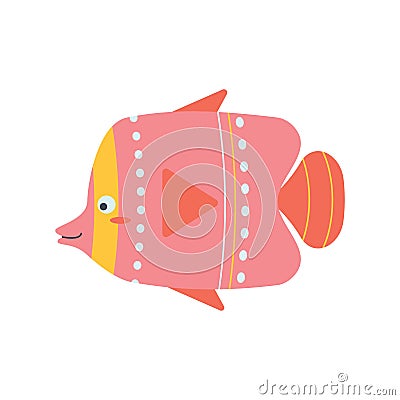 Colorful fish, sea animal. An inhabitant of the sea world, a cute underwater creature Vector Illustration