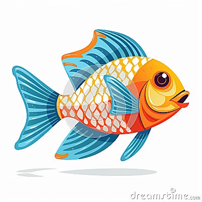 Colorful fish tank mahi mahi vector blues aquarium tricolor oranda goldfish guppy vector yellow fighter fish Stock Photo