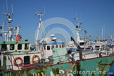 Colorful fishing boats docked in port of Wladyslawowo, Baltic Sea, Poland, Editorial Stock Photo