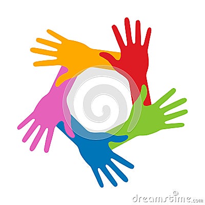 Colorful Five Hands Icon Vector Illustration