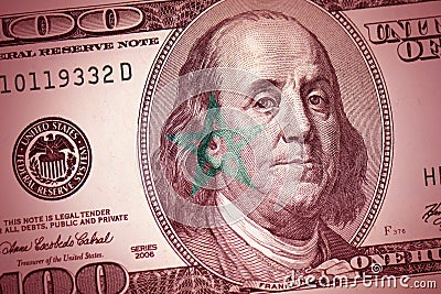 Flag of morocco on a american dollar money background Stock Photo