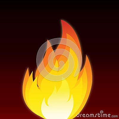 Red and yellow flames. isolated on white Vector Illustration