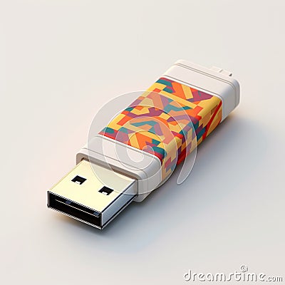 Colorful Geometric Flash Drive With Impasto Technique Design Stock Photo