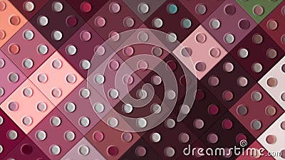 Colorful flashing cubes with dots. Motion. Colorful squares with dots blink in different colors. Rotating background of Stock Photo