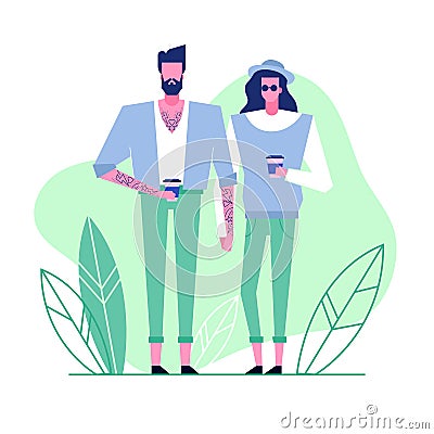 Subculture flat characters 5 Vector Illustration