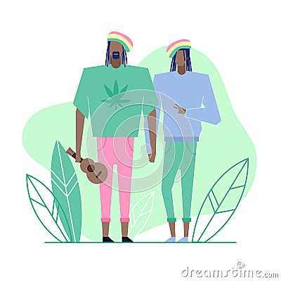 Subculture flat characters 1 Vector Illustration