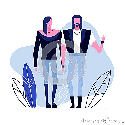 Subculture flat characters 2 Vector Illustration