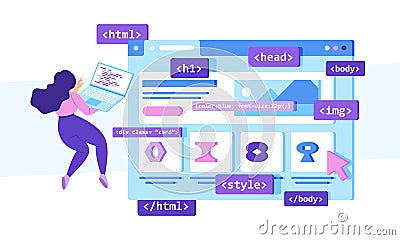 HTML developer, flat vector illustration layouts based on templates Vector Illustration