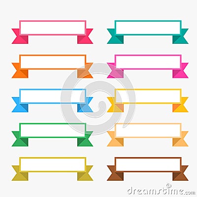 Colorful flat ribbons set with text space Vector Illustration