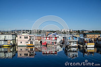 Colorful Float homes in Victoria, British Columbia, Canada Stock Photo