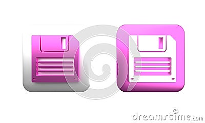Colorful Floppy disk for computer data storage icon isolated on white background. Diskette sign. Square button. 3D Cartoon Illustration