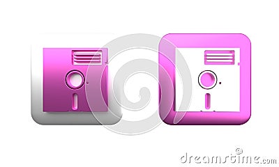 Colorful Floppy disk in the 5.25-inch icon isolated on white background. Floppy disk for computer data storage. Diskette Cartoon Illustration