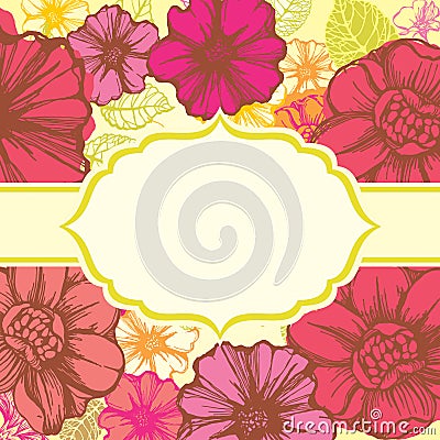 Colorful floral card of decorative flowers Vector Illustration