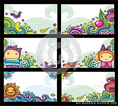 Colorful floral cards Vector Illustration