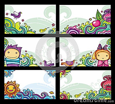 Colorful floral cards Vector Illustration