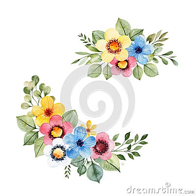 Colorful floral collection with multicolored flowers Stock Photo