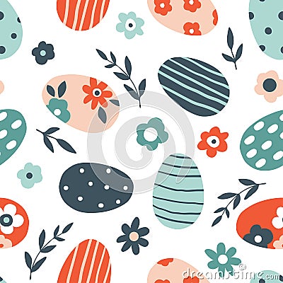 Colorful floral Easter seamless pattern Vector Illustration