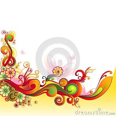 Colorful Floral Swirl Vector Illustration