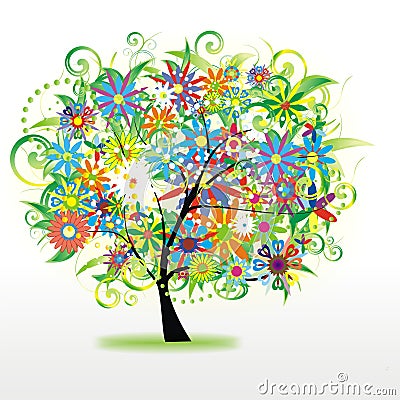 Colorful floral tree Stock Photo