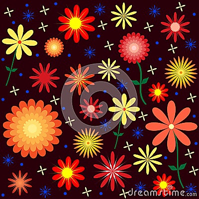 Colorful Floral Vector Pattern Vector Illustration