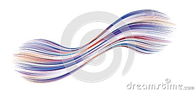 Colorful flow brushstroke. Ribbon isolated line.. Realistic volume wave. Liquid paint ink shape isolated on white background. Vector Illustration