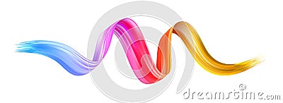 Colorful flow brushstroke. Ribbon isolated line. Cartoon Illustration