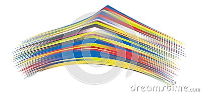 Colorful flow brushstroke. Ribbon isolated line.. Realistic volume wave. Liquid paint ink shape isolated on white background. Vector Illustration