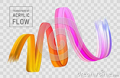 Colorful flow poster transparent. Brushstroke wave Cartoon Illustration