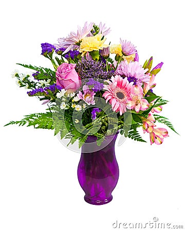 Colorful flower bouquet arrangement in vase Stock Photo