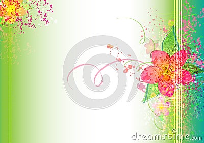 Colorful flower brush texture on green Vector Background Vector Illustration