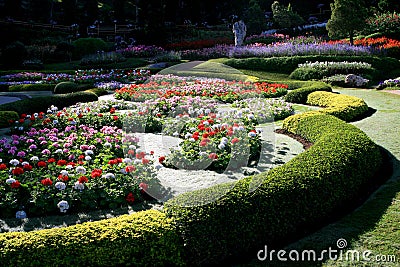 Colorful flower garden in Mae Fah Luang, Chiang Rai, Thailand Stock Photo