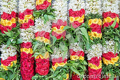 Colorful flower garlands background Stock Photo