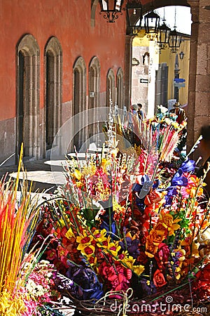 Colorful flower market, San Miguel, Mexico Stock Photo