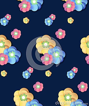 Colorful Flower print seamless background Vector Illustration