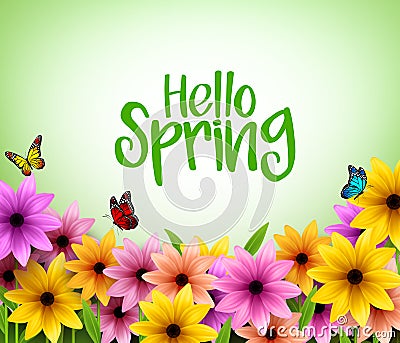 Colorful Flowers Background in 3D Realistic Vector for Spring Season Vector Illustration