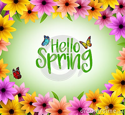 Colorful Flowers Background Frame for Spring Season Vector Illustration
