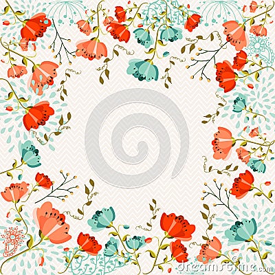 Colorful flowers greeting card Vector Illustration