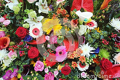 Colorful flowers in large bouquet Stock Photo