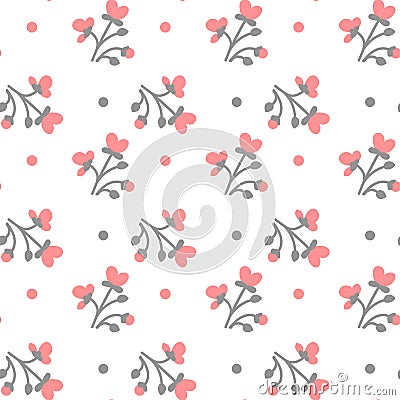 Colorful Flowers On White Background Seamless Pattern Vector Illustration