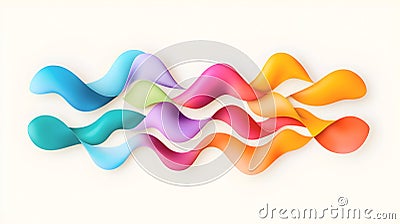 Colorful flowing ribbon waves with smooth gradient effect in abstract style. Ideal for futuristic backgrounds, website Stock Photo