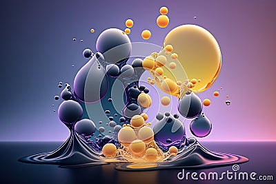 Colorful fluid bubbles abstract background, isomorphic blobs and spheres, 3d liquid style art Cartoon Illustration