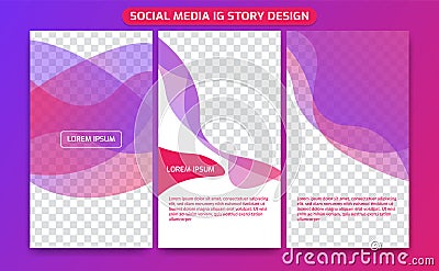 Colorful fluid spectrum layer gradient transparent editable social media ig instagram story frame set background template trendy Vector Illustration