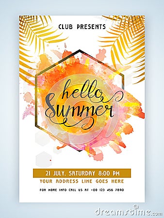 Colorful flyer, banner or template for Summer. Stock Photo