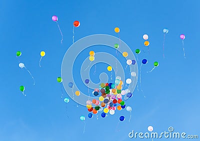 Colorful flying balloons Stock Photo